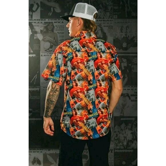 Dixxon Flannel Co Button Up Party Shirt, "The Articles" Nudie Pin up, Size 2XL - Picture 3 of 6